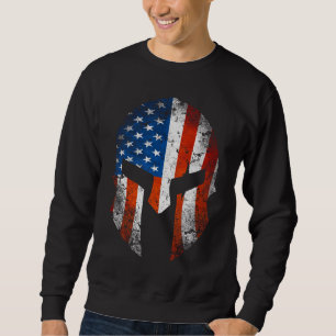 Moletom Bandeira Americana Em Um Capacete Spartan Sofrida