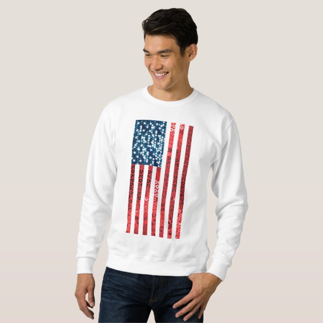 Moletom bandeira americana vertical significa sweatshirt (Frente Completa)