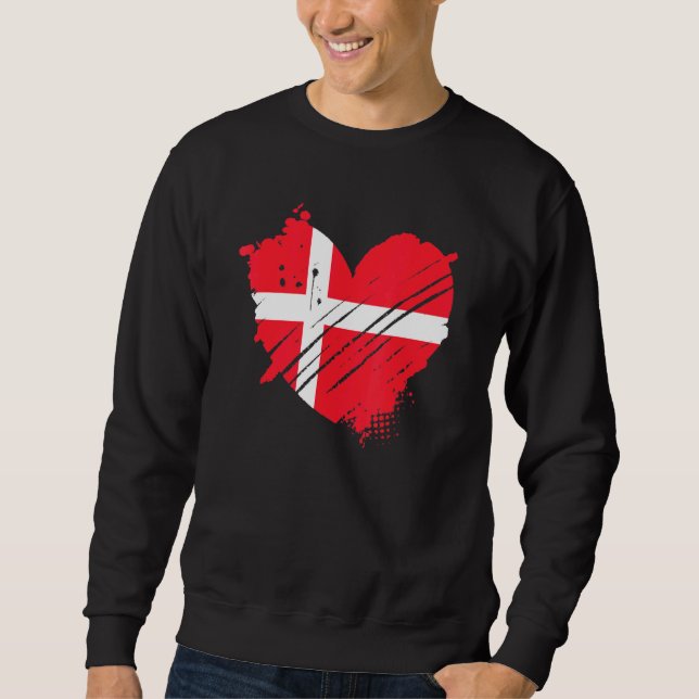 Moletom Bandeira da Dinamarca Eu Amo Dinamarca Está No Meu (Frente)