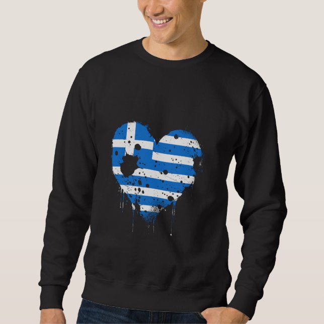 Moletom Bandeira da Grécia Helenos Raízes Gregas Coração H (Frente)