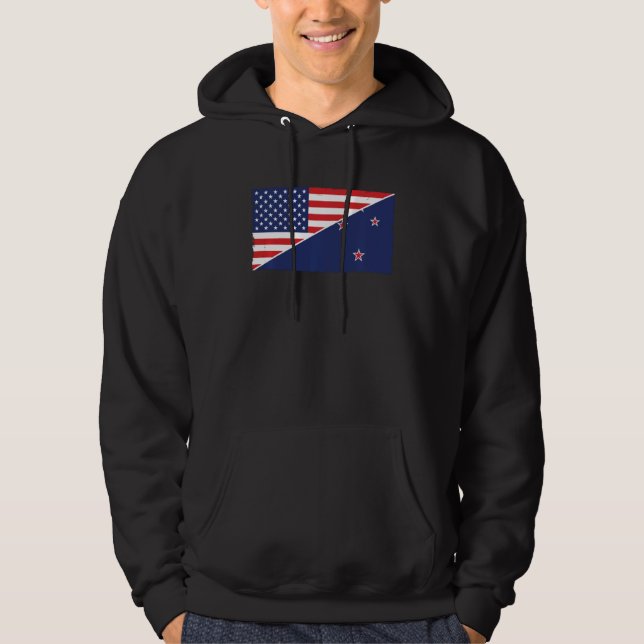 Moletom Bandeira Da Nova Zelândia E Bandeira Dos Eua Ances (Frente)