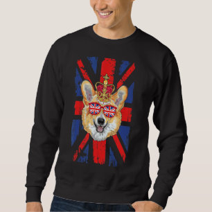 Moletom Bandeira de bandeira da União Bonita com Corgi par