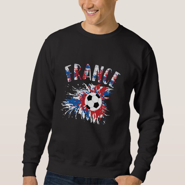 Moletom Bandeira de Grunge da Bola de Futebol da França (Frente)