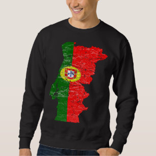Moletom Bandeira de Portugal com gráfico de relevo do mapa
