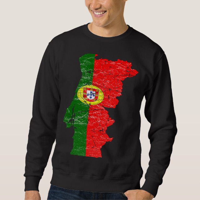 Moletom Bandeira de Portugal com gráfico de relevo do mapa (Frente)