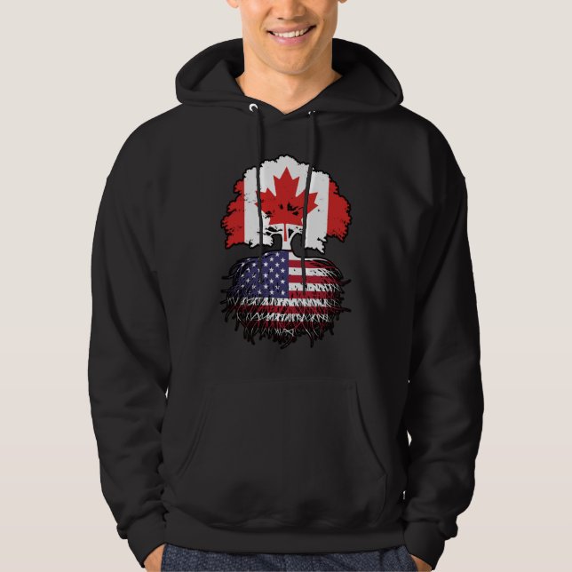 Moletom Bandeira de Raízes de Árvore Canadense Americano C (Frente)