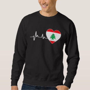 Moletom Bandeira do Líbano Batimento cardíaco como mapa do