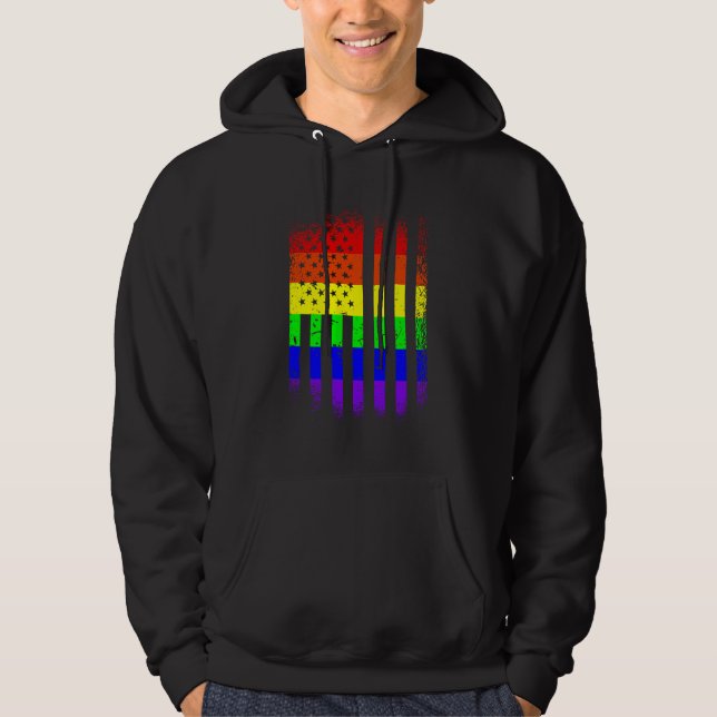 Moletom bandeira do orgulho americano arco-íris lgbt (Frente)