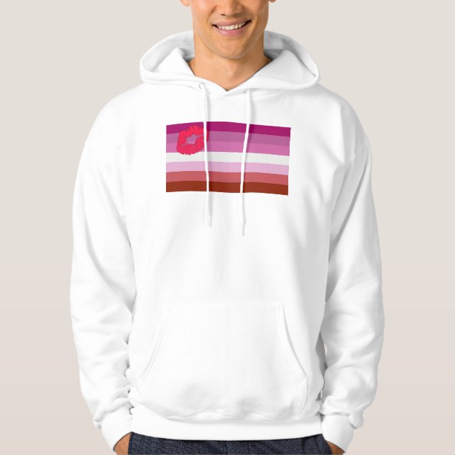 Moletom bandeira do orgulho lésbico batom SlipperyJoe femi (Frente)