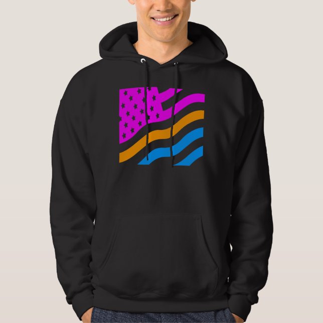 Moletom BANDEIRA NEON RETRÔ DOS EUA COREY TIGER '80s (Frente)