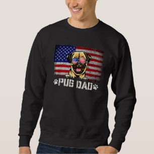 Moletom Bandeira Pai Americana De Pug Patriótica 4 De Julh