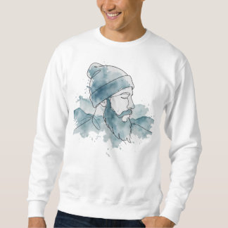 Moletom Barba Beanie Aquarela Azul