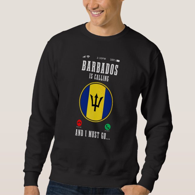 Moletom Barbados Está Chamando E Eu Devo Ir  Bandeira Barb (Frente)