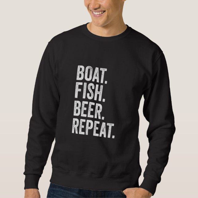 Moletom Barco Peixe Cerveja Repetir Bebendo Isca de Pesca  (Frente)
