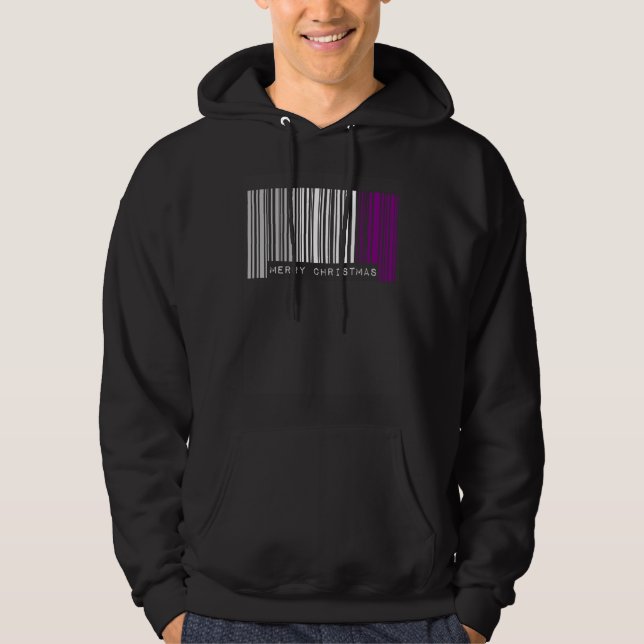 Moletom Barcode Merry Christmas Asexual Pride Flag LGBTQ Q (Frente)