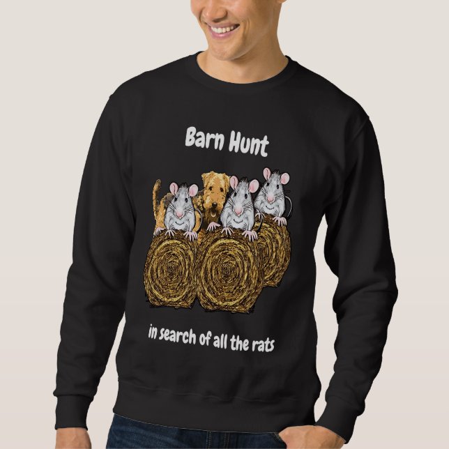 Moletom Barn Hunt em busca de ratos com Airedale Terrier (Frente)