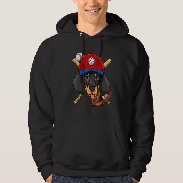 Moletom Baseball Player Coaches Dachshund Weiner Dog Pitch (Frente)