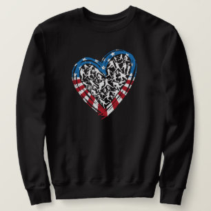 Moletom Baseball Softball - American Flag Heart