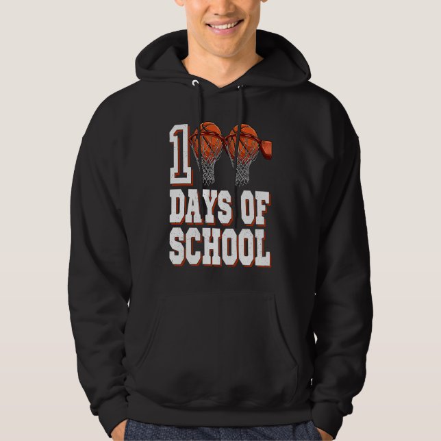 Moletom Basketball Player 100 Days Of School Student Boys  (Frente)
