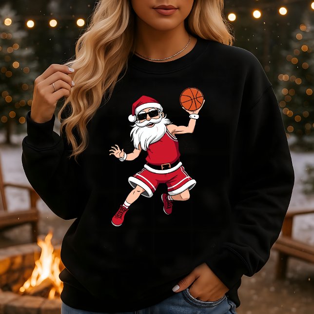 Moletom Basquete de Natal com Santa Slam Dunk (Criador carregado)