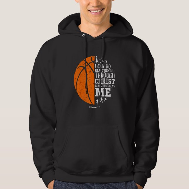 Moletom Basquetebol Eu Posso Fazer Coisas Através Do Crist (Frente)