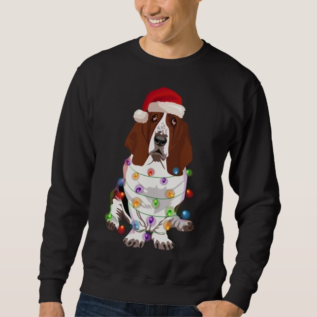 Moletom Basset Hound Christmas Lights Xmas Dog Lover (Frente)