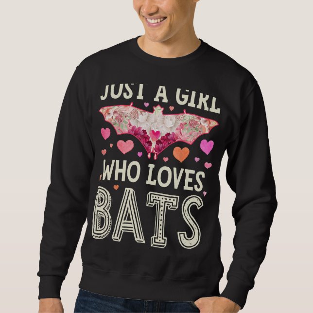 Moletom Bat Só Uma Menina Que Ama Bats Flor Mulheres Bonit (Frente)