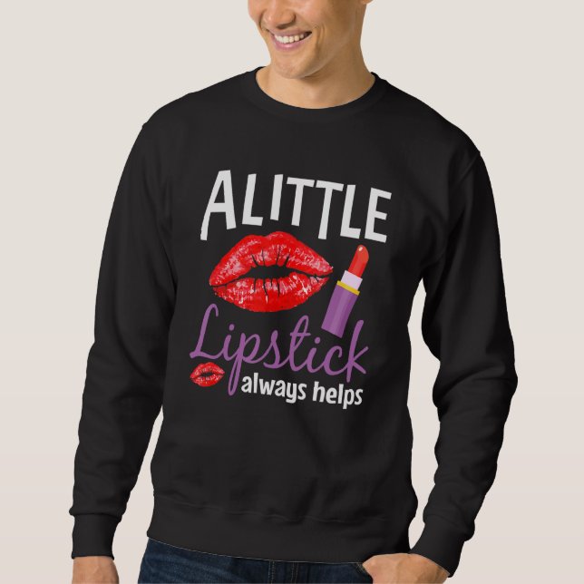 Moletom Batom Engraçado Mulheres Meninas Batom Vermelho Ma (Frente)