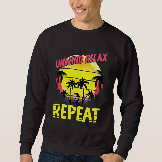 Moletom Beach Paradise Unwind Relax Repeat Sunset Hawaiian (Frente)