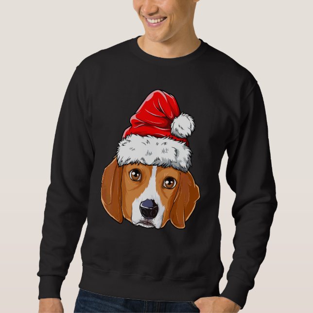Moletom Beagle Christmas Dog Santa Hat Xmas Boys Rapariga (Frente)