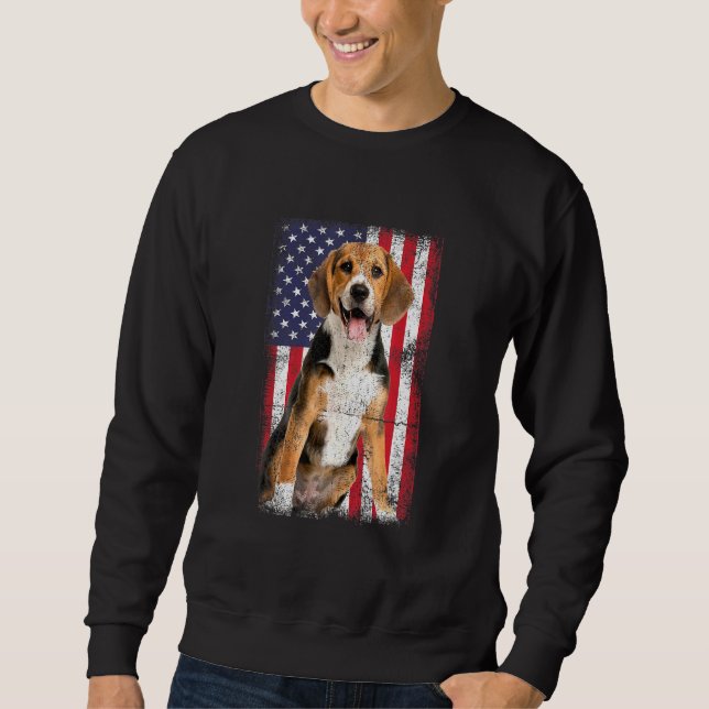 Moletom Beagle Dog American Flag Vintage (Frente)