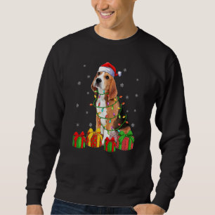 Moletom Beagle Dog Xmas Lighting Santa Hat Beagle Christma