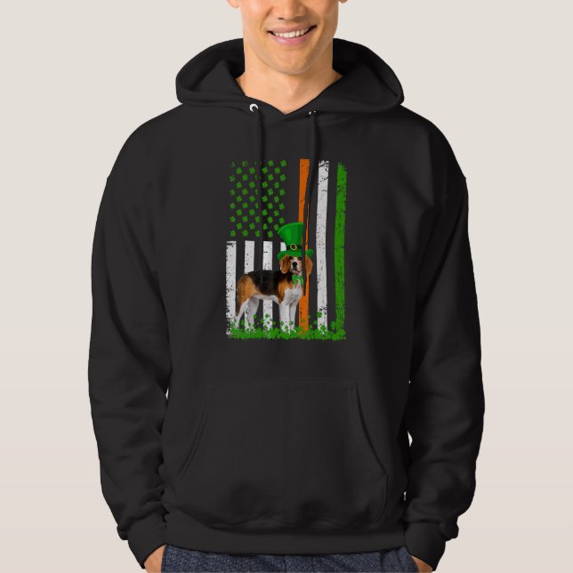 Moletom Beagle Saint Patrick's Day Dogs Lover American Fla (Frente)