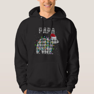 Moletom Bear Natal Papá Xadrez Branca Negra Matchin Xmas
