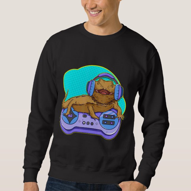 Moletom Bearded Dragon Gamer Computer Game Player Lizard (Frente)