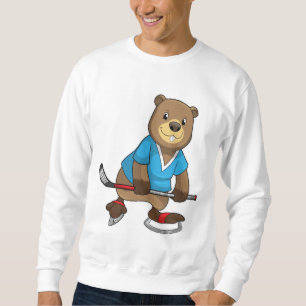 Moletom Beaver no hóquei no gelo com bastão de hóquei no g