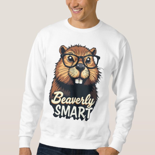 Moletom Beaverly Smart - Castor Engraçado com Gráfico de Ó (Frente)