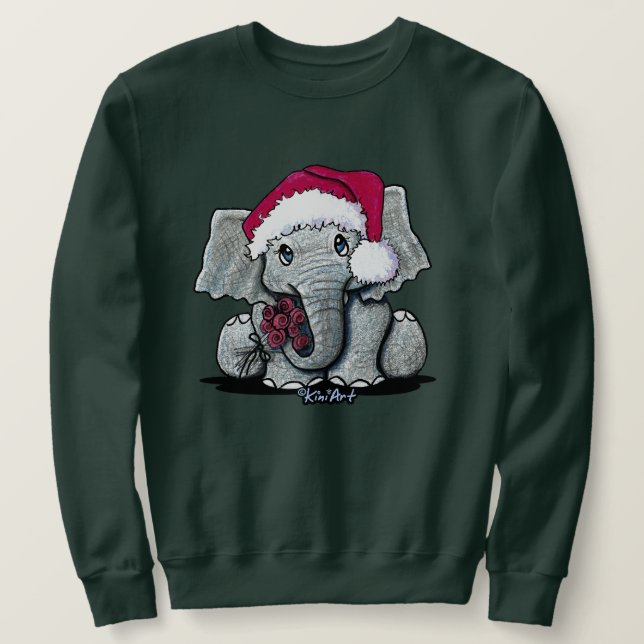 Moletom Bebê Elefante Hoodie de Natal (Frente do Design)