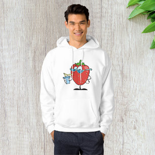 Moletom Bebendo de Morango Mens Hoodie