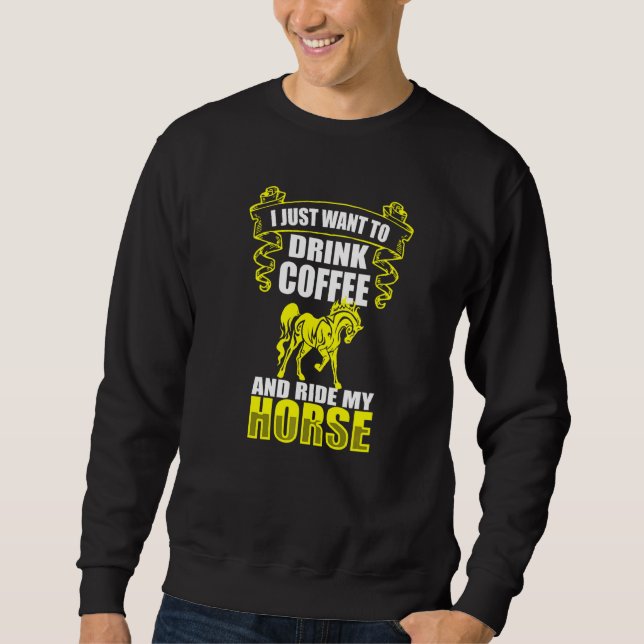 Moletom Bebendos De Café E Cavalos Anéis De Cavalo (Frente)