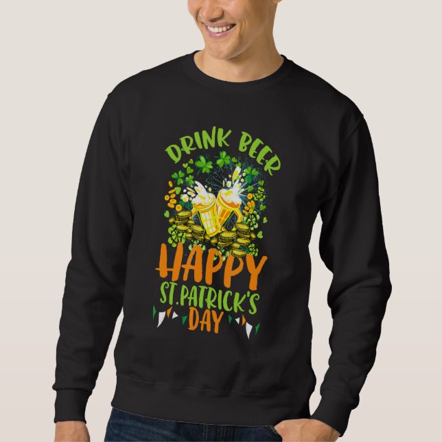 Moletom Beer Beer Shamrock Feliz Rua Patrick S Day Bekin (Frente)