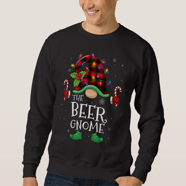 Moletom Beer Gnome Buffalo Plaid Matching Family Christmas (Frente)
