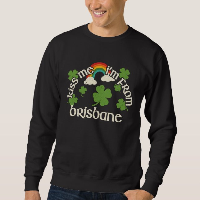 Moletom Beije Me Shamrock Cidade Dia de São Patrício Brisb (Frente)
