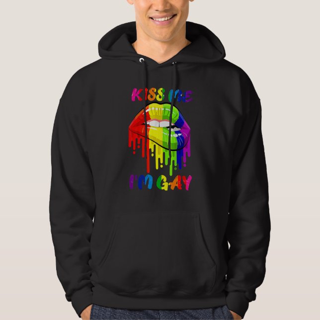Moletom Beije-me Sou Gay Lgbt Orgulho Lábios Arco-Íris (Frente)