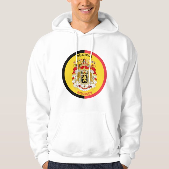 Moletom Bélgica Casaco de Forma do Círculo de Armas (Frente)