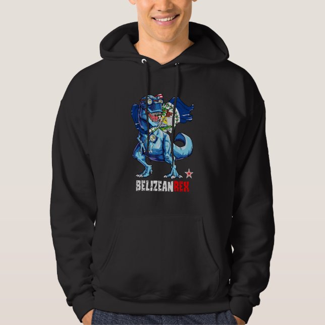 Moletom Belizeanrex Orgulhosa Bandeira de Belize Dinossaur (Frente)