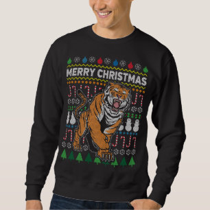 Moletom Belo Tigre Feliz Natal Ugly Xmas Grande Gato