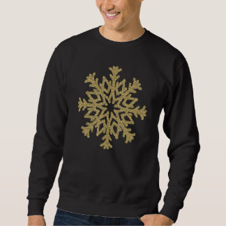Moletom Belos Flocos de Neve Dourados Inverno Para Mulhere