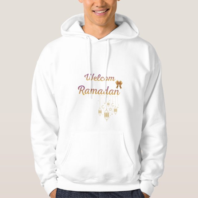 Moletom Bem-vindo Ramadan Desenho de Lanterna Islâmica Ele (Frente)