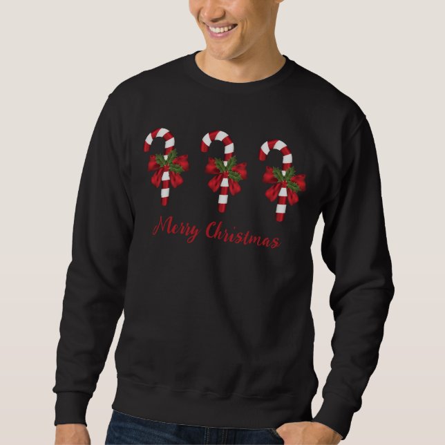 Moletom Bengalas de Natal Vermelhas e Brancas e Texto Feli (Frente)